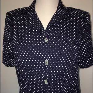 Navy Poka Dot Blouse